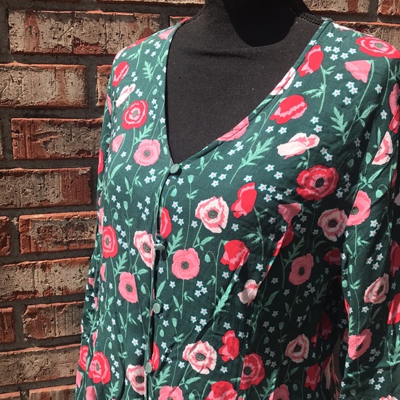 🚨B2G1 MATILDA JANE Green Pink Blue Floral Button Up Top - Picture 2 of 5